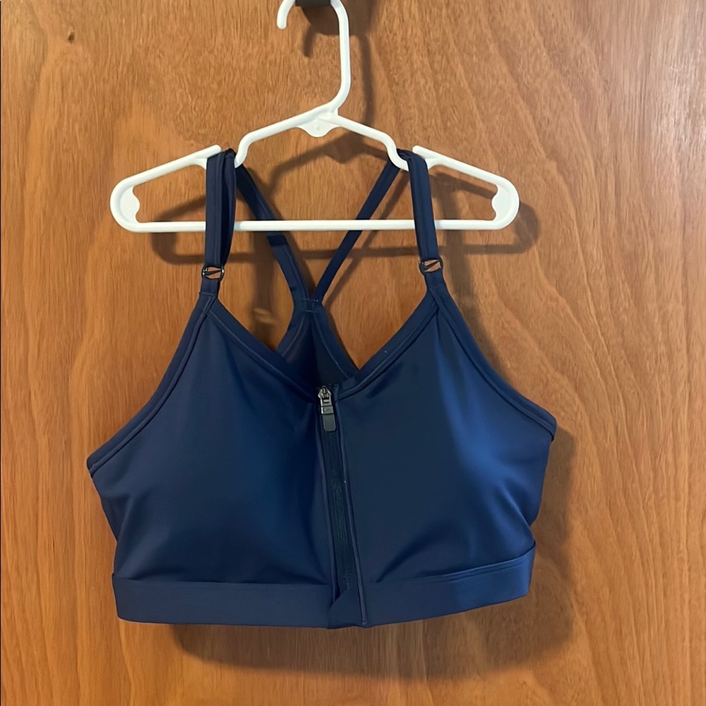 Nike Navy Sports Bra zip closure